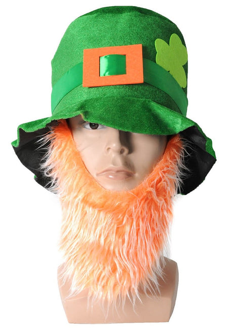 Premium St Patrick's Day Top Hat with Beard - Green