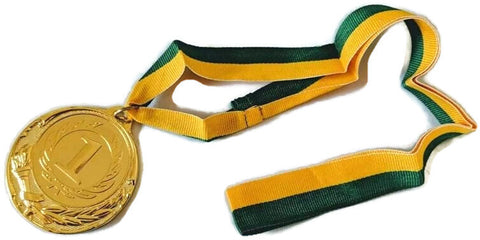 Premium Metal Winner Gold Medal with Ribbon - Green/Gold, 40cm