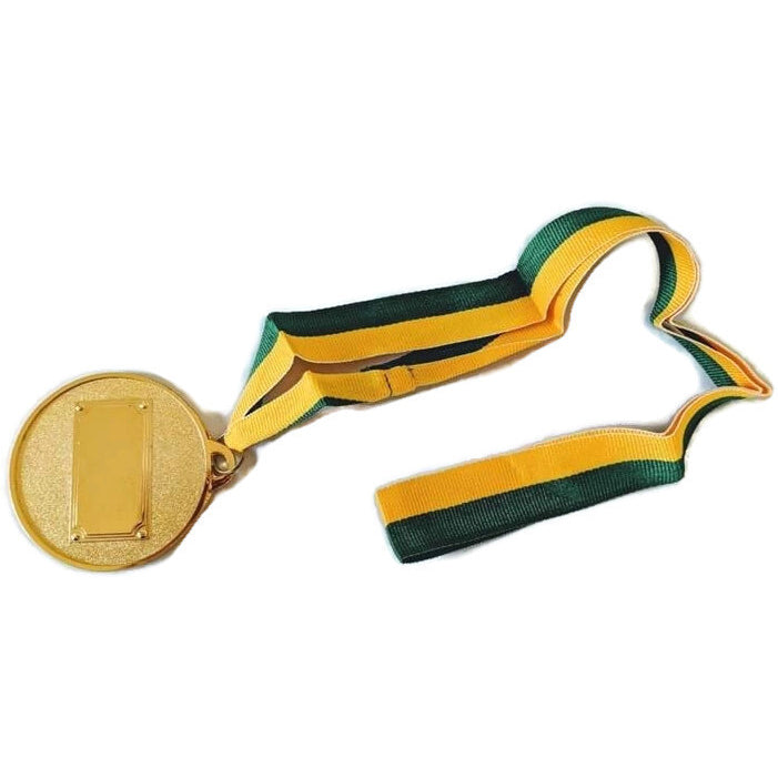Premium Metal Winner Gold Medal with Ribbon - Green/Gold, 40cm