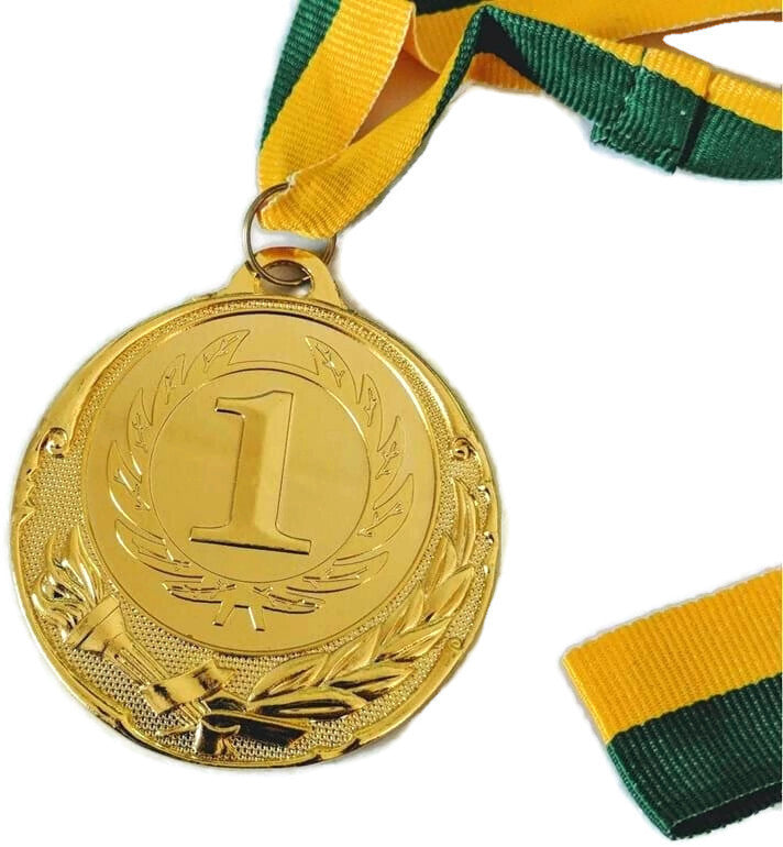 Premium Metal Winner Gold Medal with Ribbon - Green/Gold, 40cm