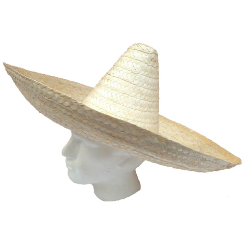 Premium Beige Mexican Sombrero Straw Costume Hat - 60cm
