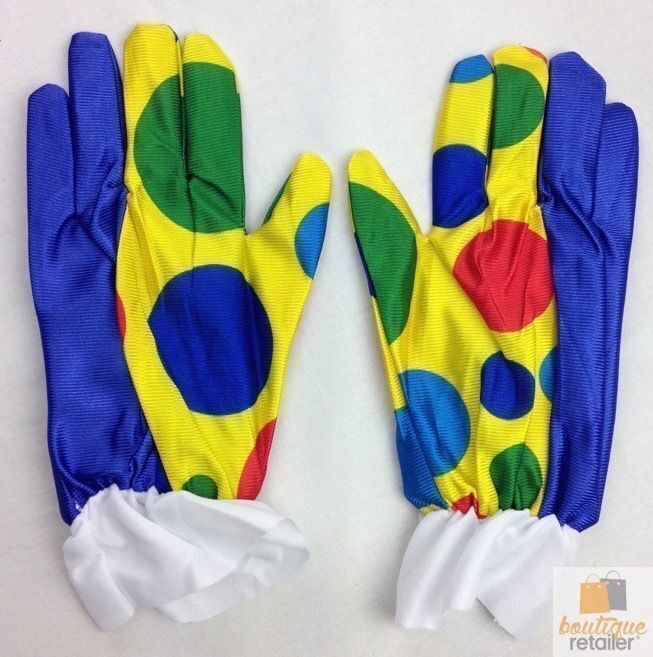 CLOWN GLOVES Costume Fancy Dress Circus Fancy Dress Halloween Funny One Size - SuperSaverAU - view 2