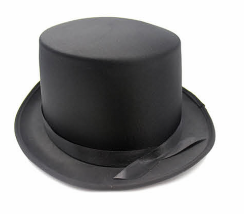 SATIN TOP HAT Costume Party Cap Fancy Dress Trilby Fedora One Size - Black - SuperSaverAU - view 1