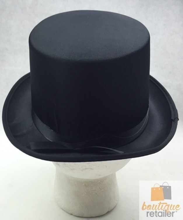 SATIN TOP HAT Costume Party Cap Fancy Dress Trilby Fedora One Size - Black - SuperSaverAU - view 3