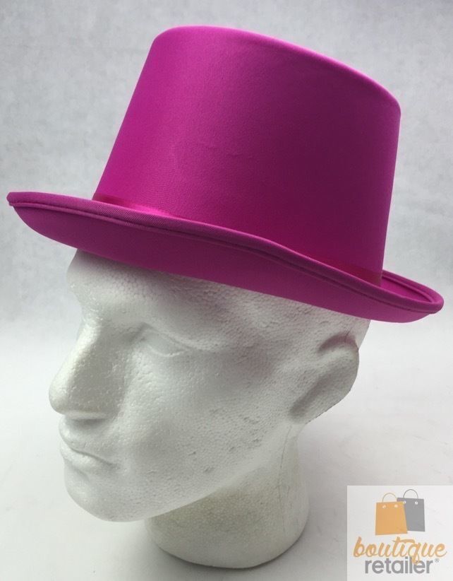 Premium Satin Top Hat for Costume Parties - Hot Pink