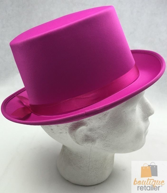 Premium Satin Top Hat for Costume Parties - Hot Pink