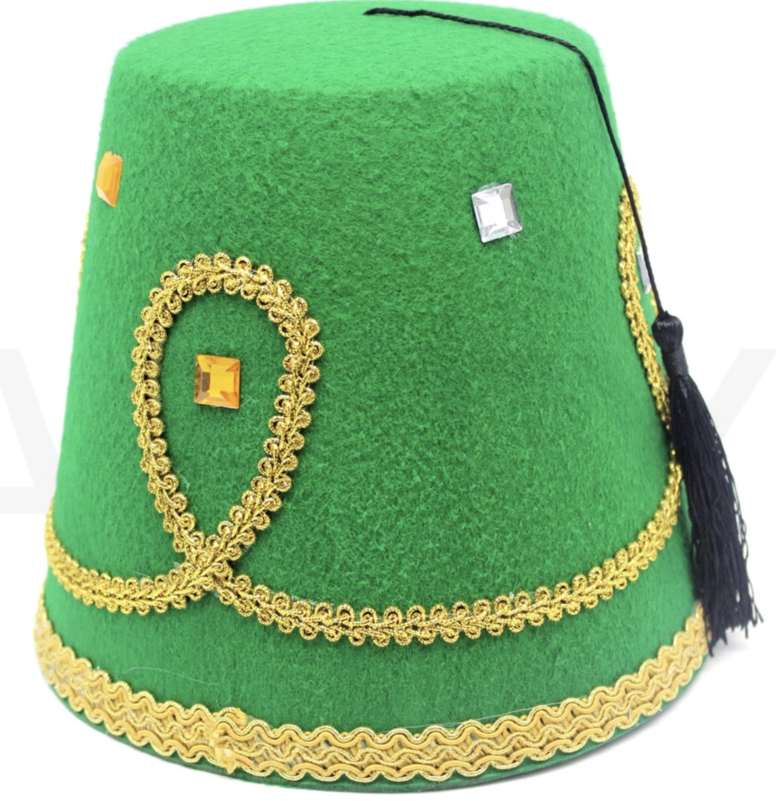 DELUXE TURKISH HAT Red Green Fez Tarboosh Dress Up Costume Party Moroccan - Green - SuperSaverAU - view 1