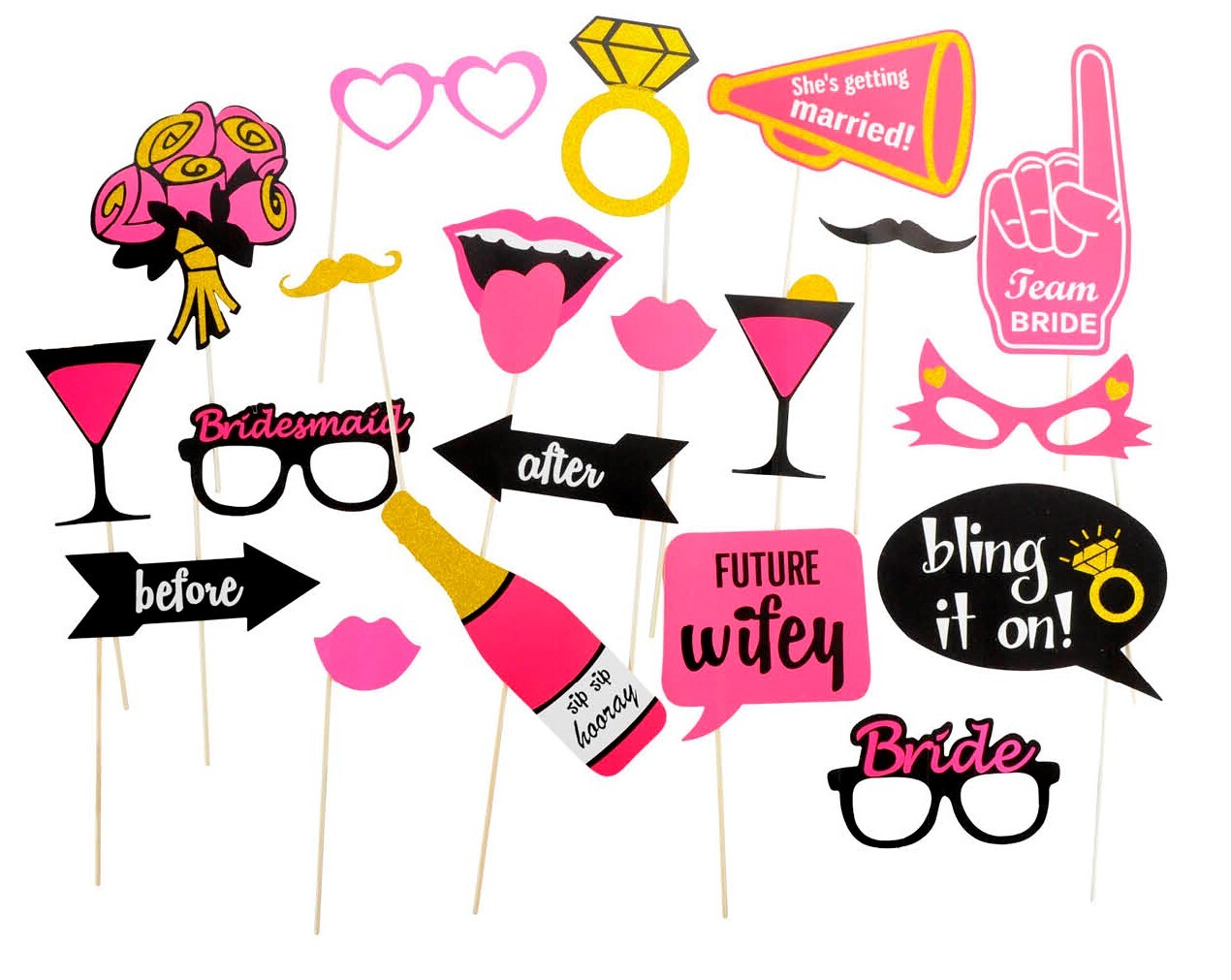 Premium Bride To Be Photo Booth Props Set - 20pcs