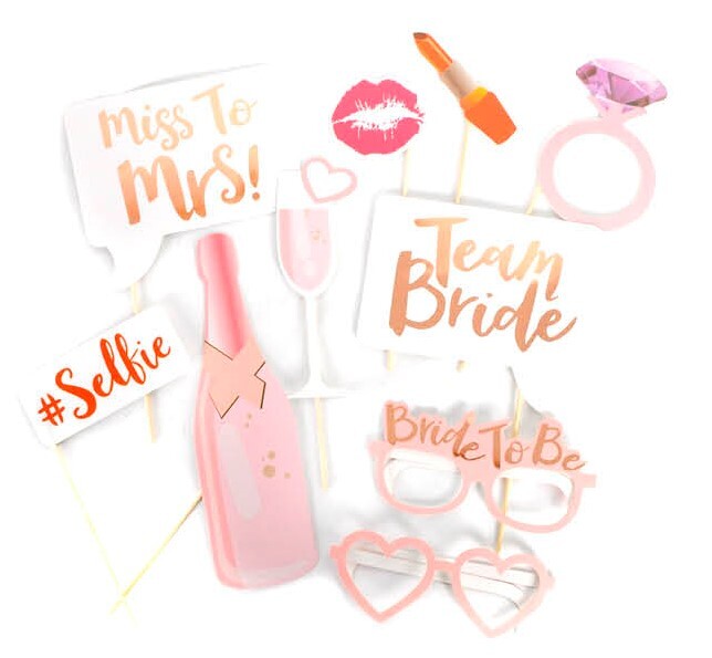 Premium Bride To Be Photo Booth Props - 10 Pack