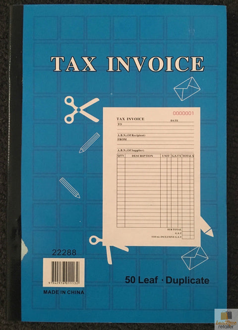 Tax Invoice Book 50 Page Duplicate Carbonless Statement 19cm x 13cm - SuperSaverAU - view 1
