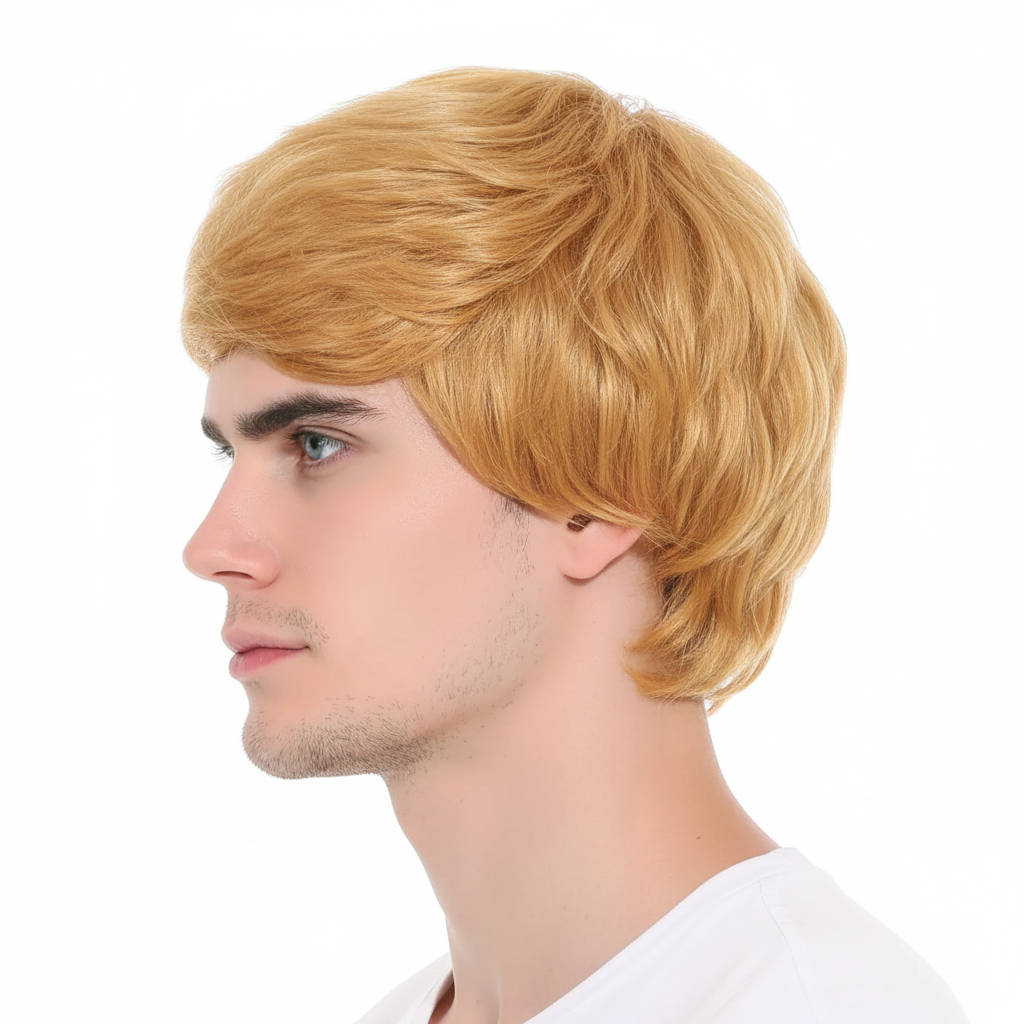 Premium Mens Short Party Wig - Ginger Blonde
