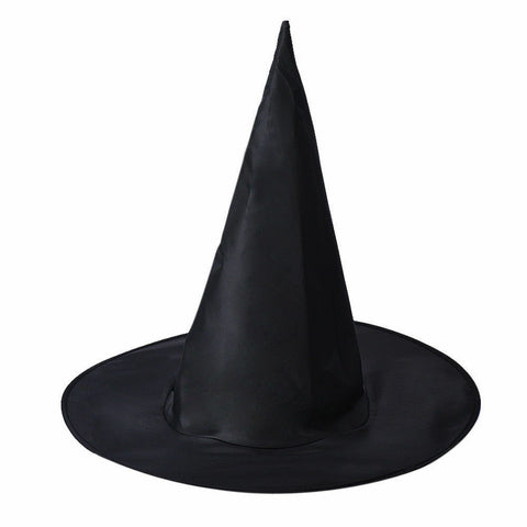 WITCH HAT Plain Black Halloween Costume Fancy Dress Womens Accessory Wizard - SuperSaverAU - view 1