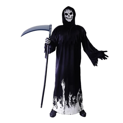 Scary Adult Glow in the Dark Party Costume Skeleton Reaper Halloween - SuperSaverAU - view 1