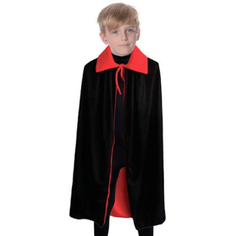 Premium Kids Halloween Cape - Red/Black, 6-9 Years