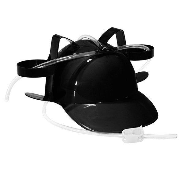 BEER DRINKING HELMET Drink Guzzler Holder Costume Party Hat Oktoberfest - Black - SuperSaverAU - view 2
