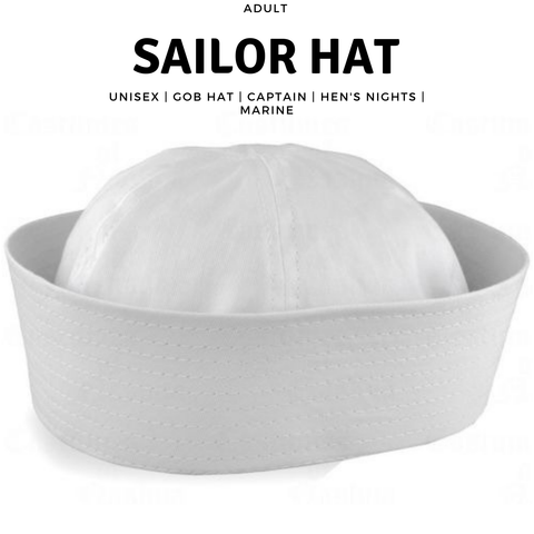 Adult White Sailor Hat Marine Unisex Gob Captain Navy Hen's Night Doughboy Cap - SuperSaverAU - view 1