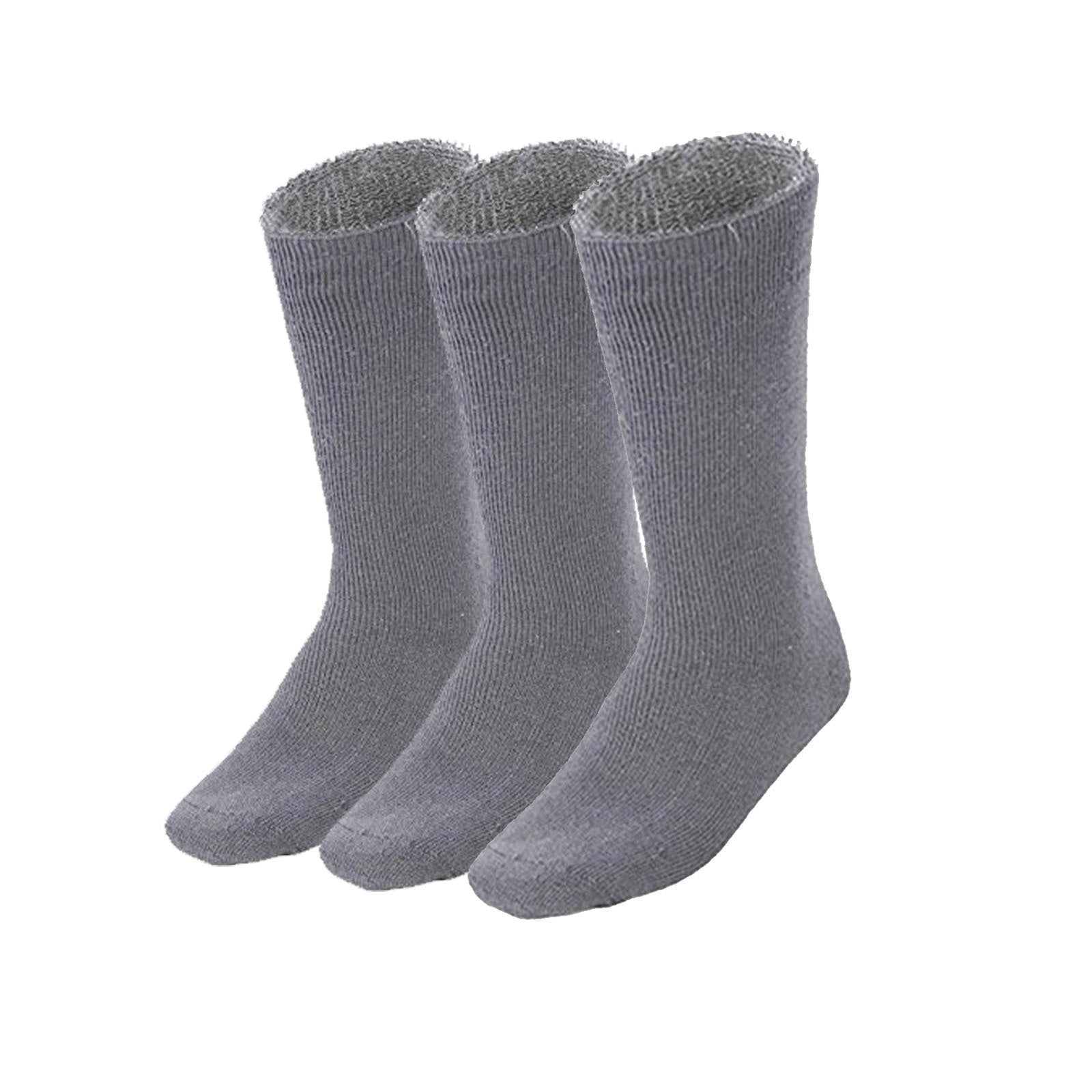 Premium 3 Pair Men's Charcoal Grey Bamboo Rich Heavy Duty Work Socks 11-14