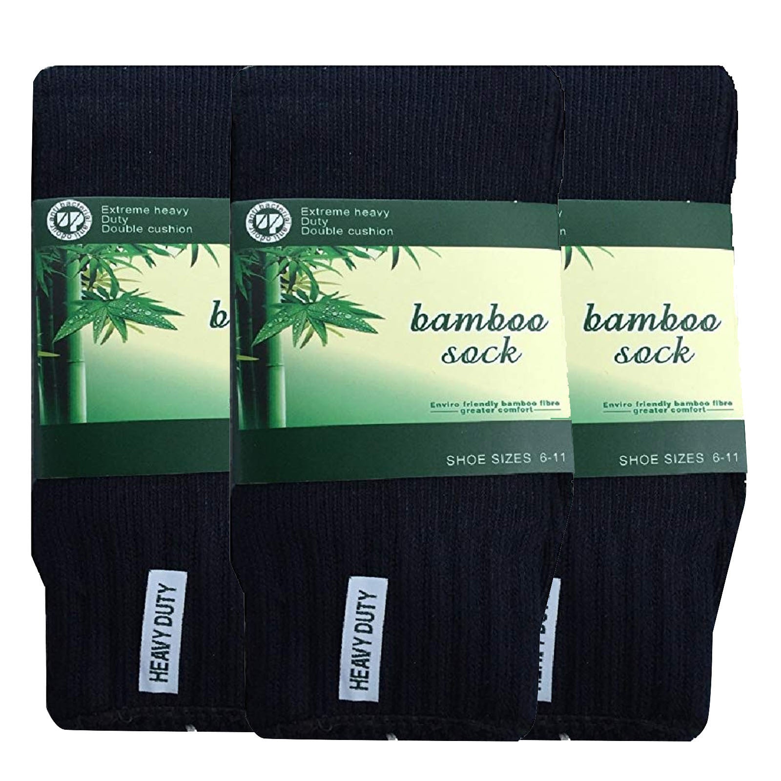 Premium 3 Pair Men's Navy Blue Bamboo Rich Heavy Duty Work Socks 6-11