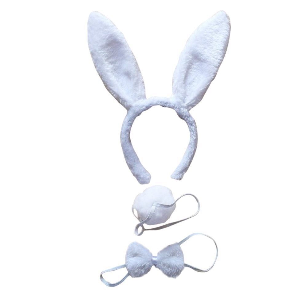 3pcs Set Animal Costume Dress Up Party Bow Tie Tail Ears Book Week - White Rabbit - SuperSaverAU - view 1