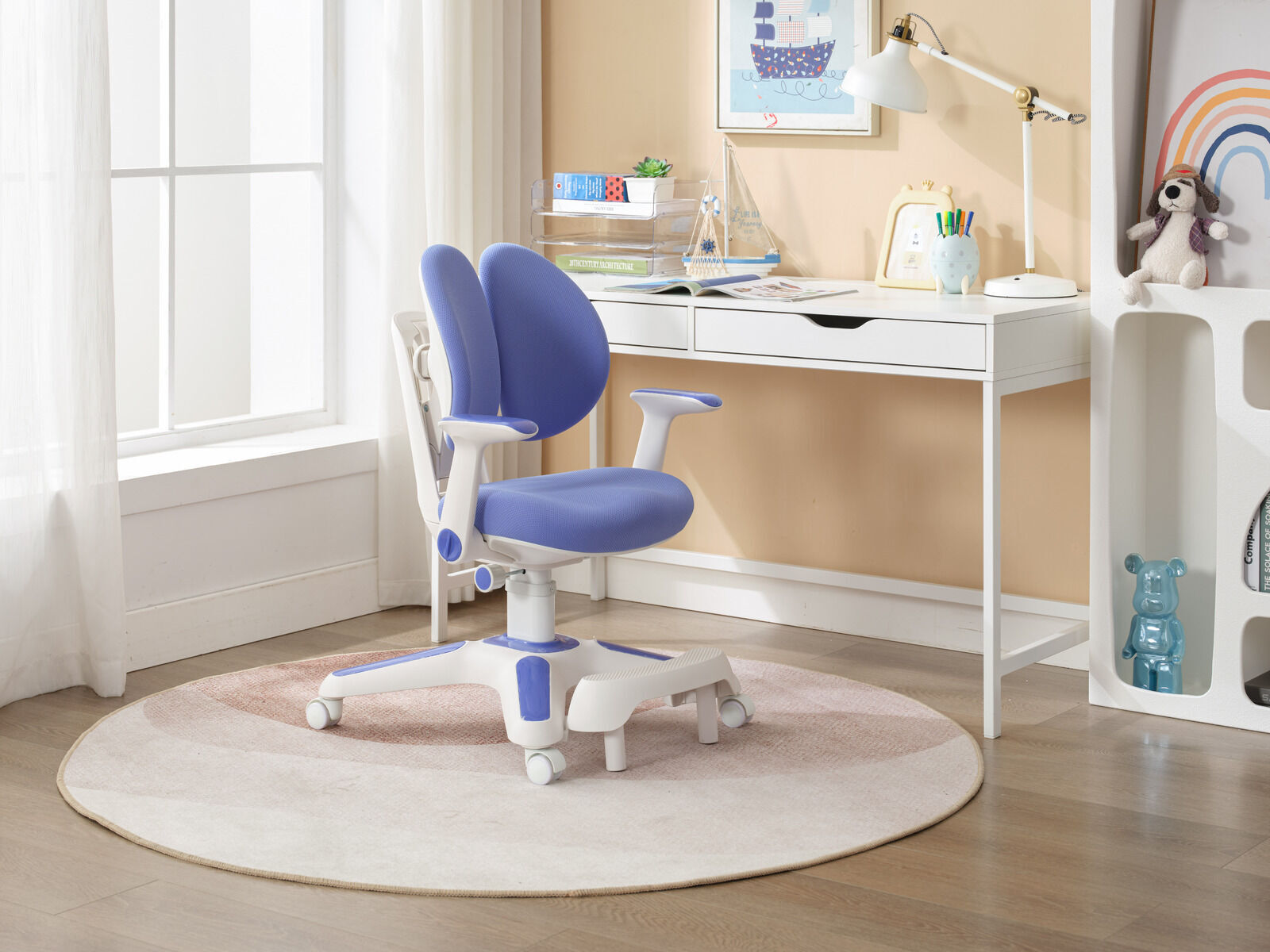 Ergonomic Kids Study Chair & Electric Standing Desk Set - Blue & Black - SuperSaverAU - view 3
