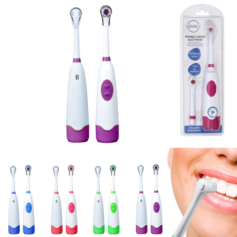 SENSLY Dual Battery Electric Toothbrush Assorted Colours Adult Oral Care