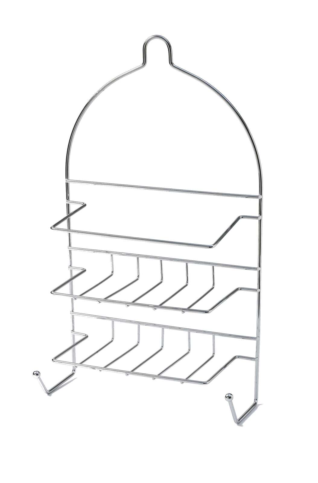 Premium 2-Tier Chrome Shower Caddy - Silver, 25 x 10 x 43cm