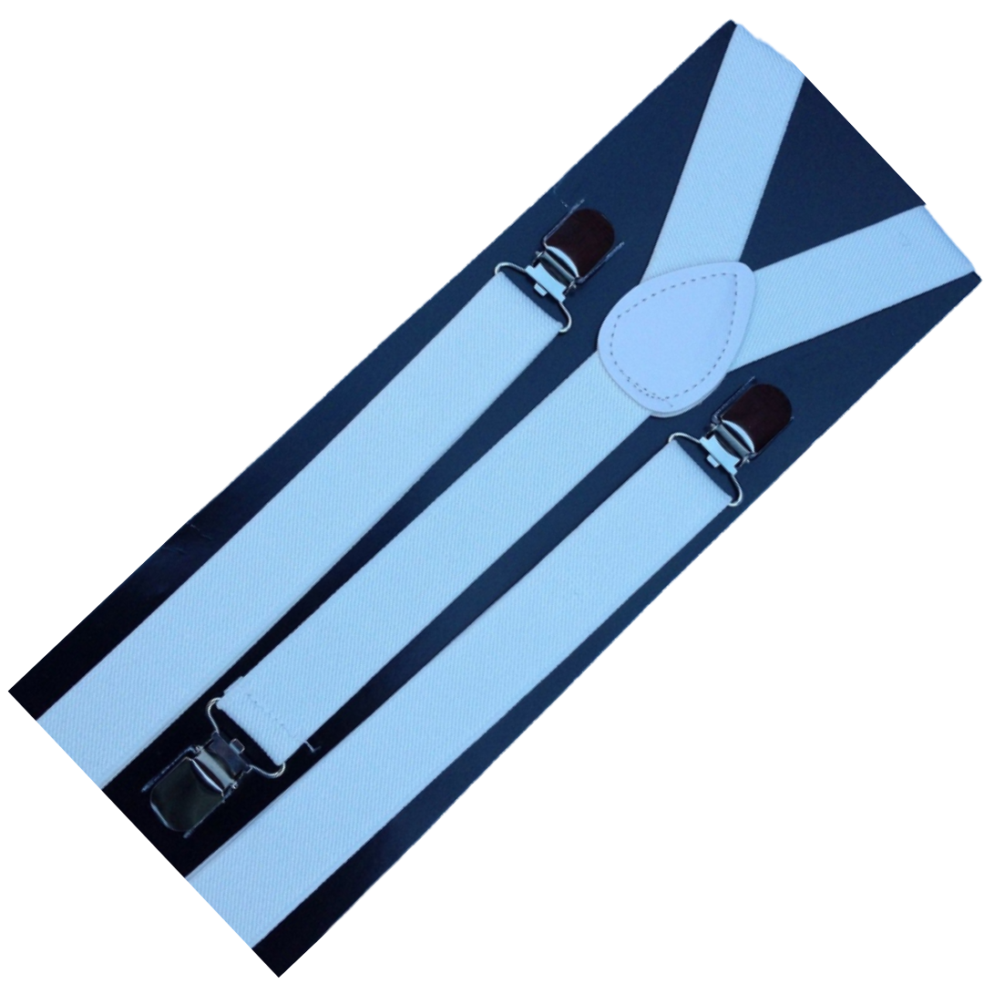 Premium 6 Pack Men's White Adjustable Y Back Suspenders