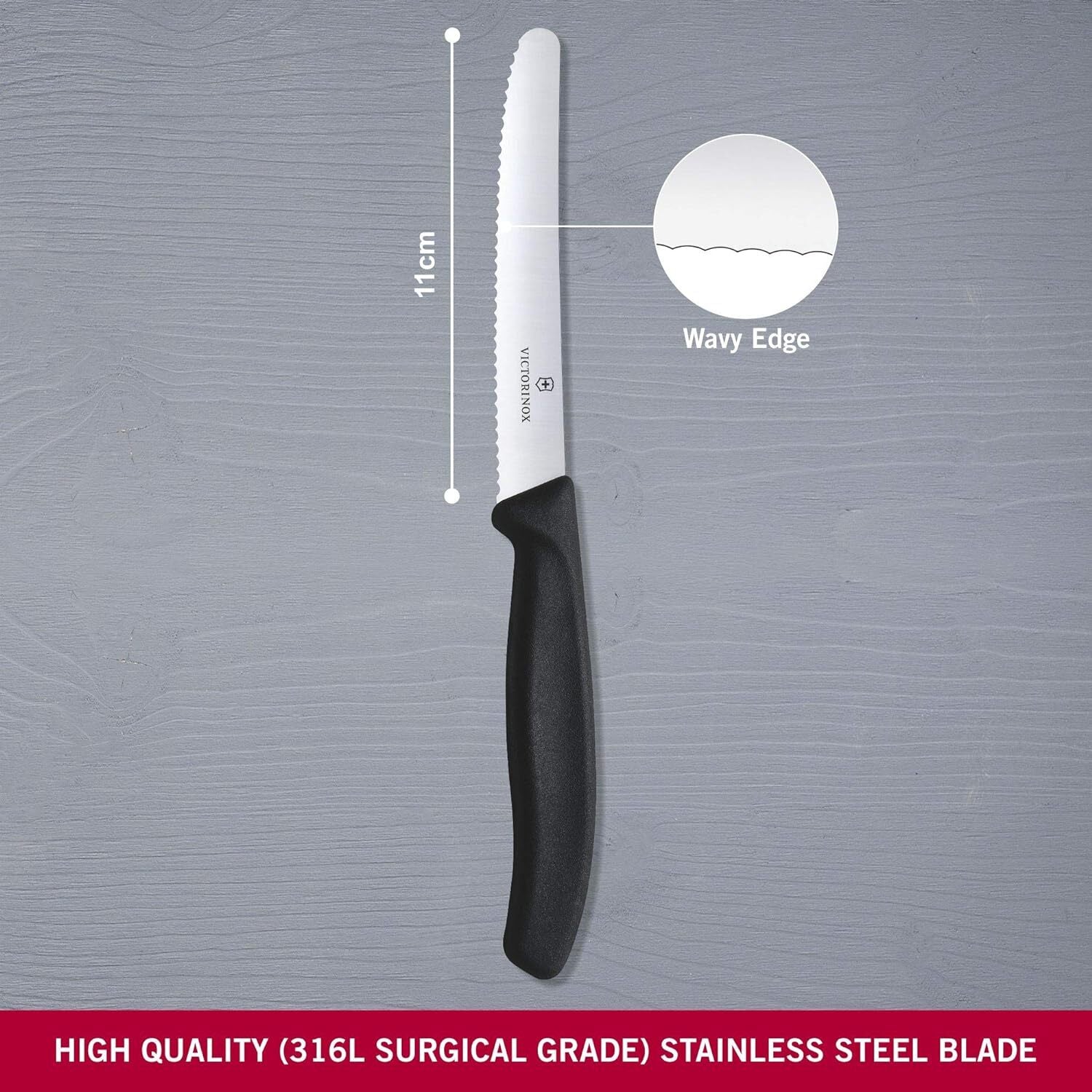 Victorinox Wavy Edge Steak & Tomato Knife Set - Black, 6 Pack