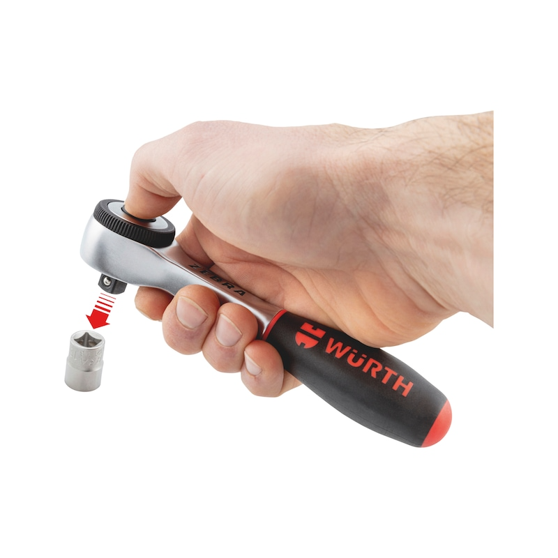 Wurth 1/4 Inch Reversible Ratchet Wrench – 360° Twist Handle 135mm