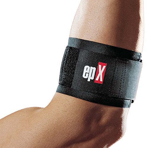 epX Black Adjustable Tennis Elbow Support Brace One Size Compression Strap