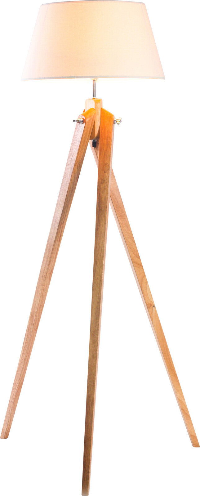 Large Tripod Floor Lamp 144.5cm with Linen Shade, Bamboo Wood Base, Retro Design - SuperSaverAU - view 3