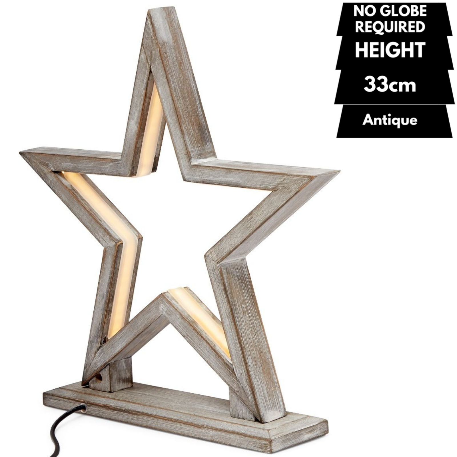 Bamboo Star LED Table Lamp Light 33cm - No Globes Required, Natural Wood - SuperSaverAU - view 1