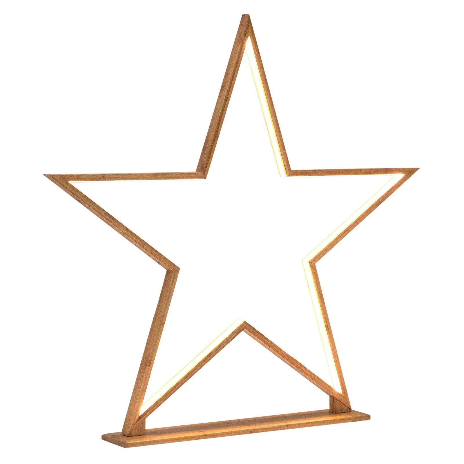 Premium Bamboo Star LED Table Lamp with 200cm Cord - Natural, 87cm