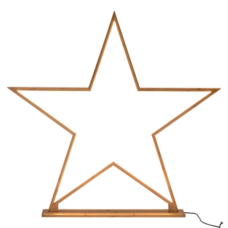 Premium Bamboo Star LED Table Lamp with 200cm Cord - Natural, 87cm