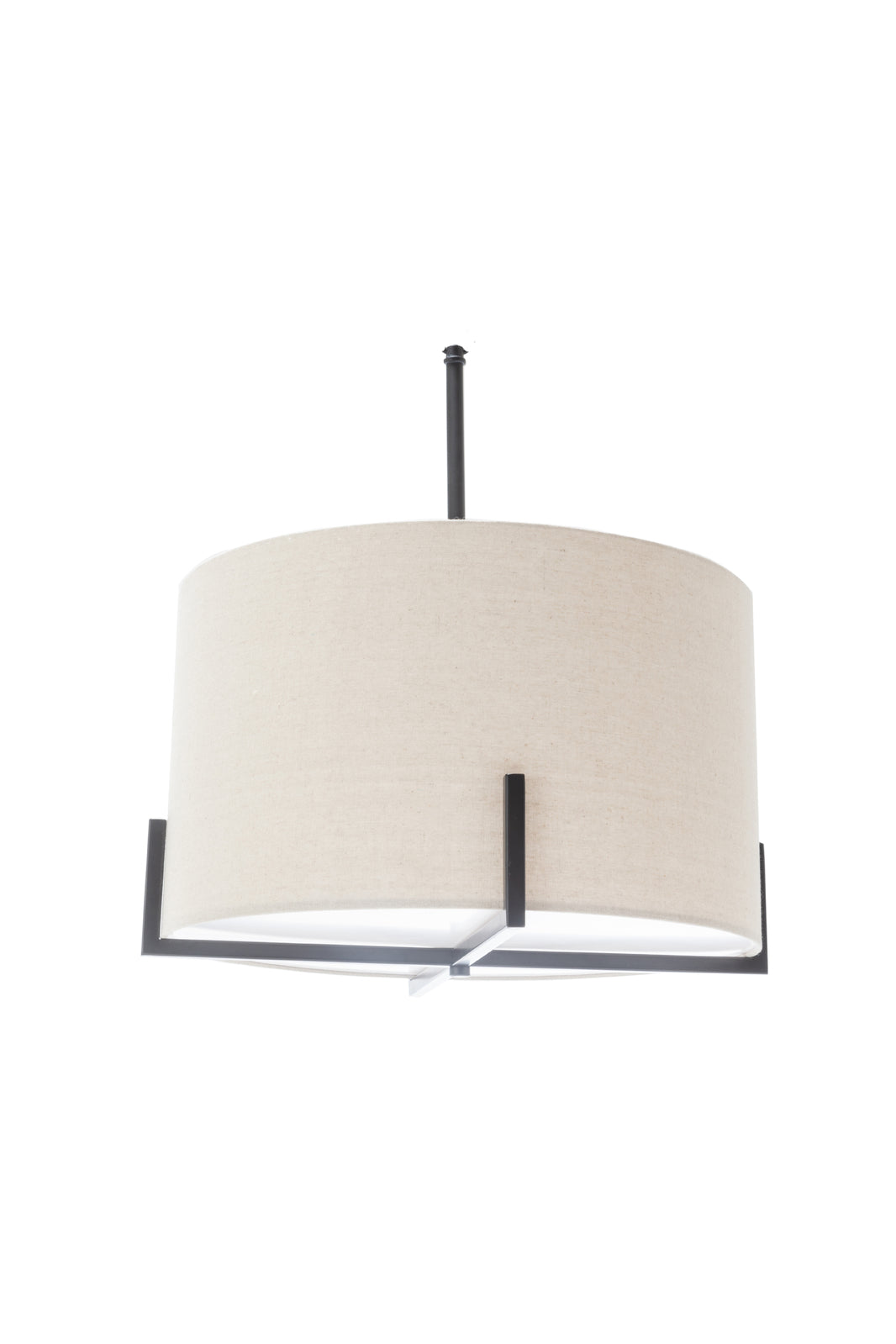 Premium Scandi Metal Pendant Lamp with Linen Shade - Matte Black