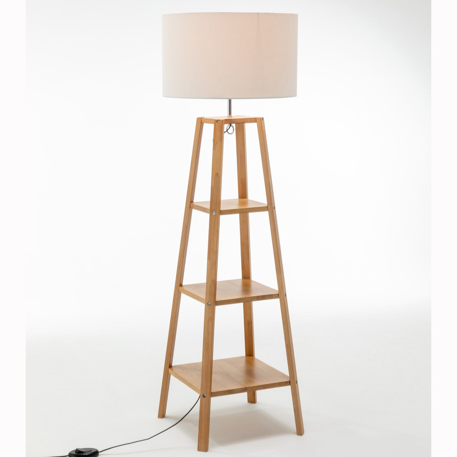 Premium Eiffel 3 Tier Floor Lamp with Storage Shelves - Natural 171cm