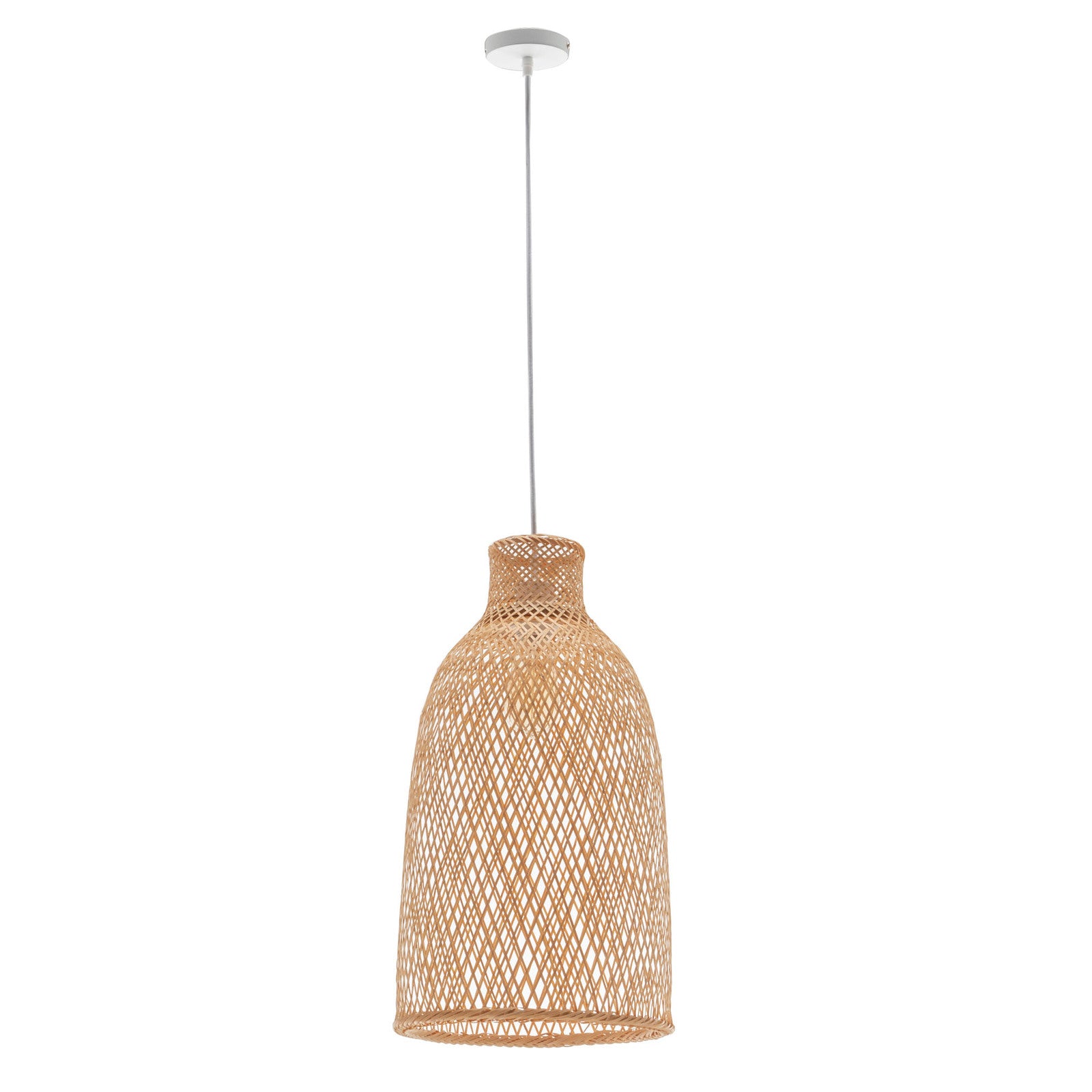 Premium Woven Bamboo Cone Pendant Lamp with Adjustable Cord - 57cm