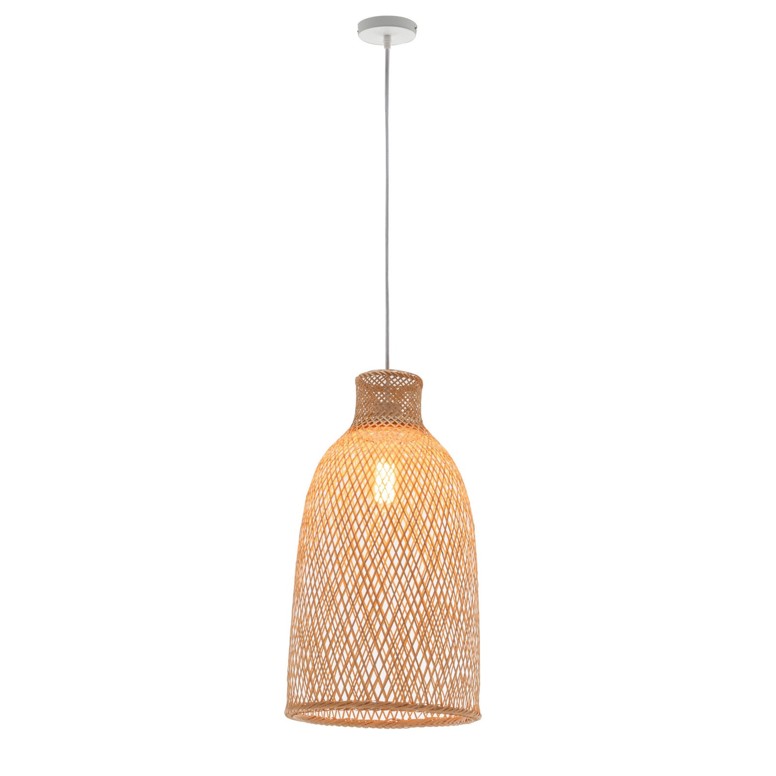Premium Woven Bamboo Cone Pendant Lamp with Adjustable Cord - 57cm