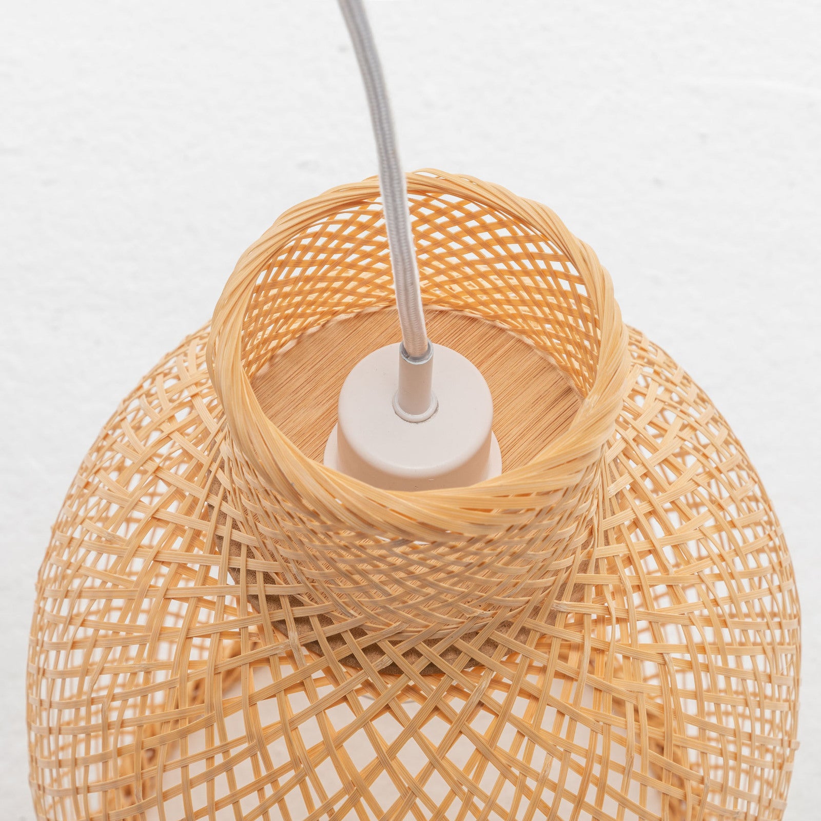 Premium Woven Bamboo Cone Pendant Lamp with Adjustable Cord - 57cm