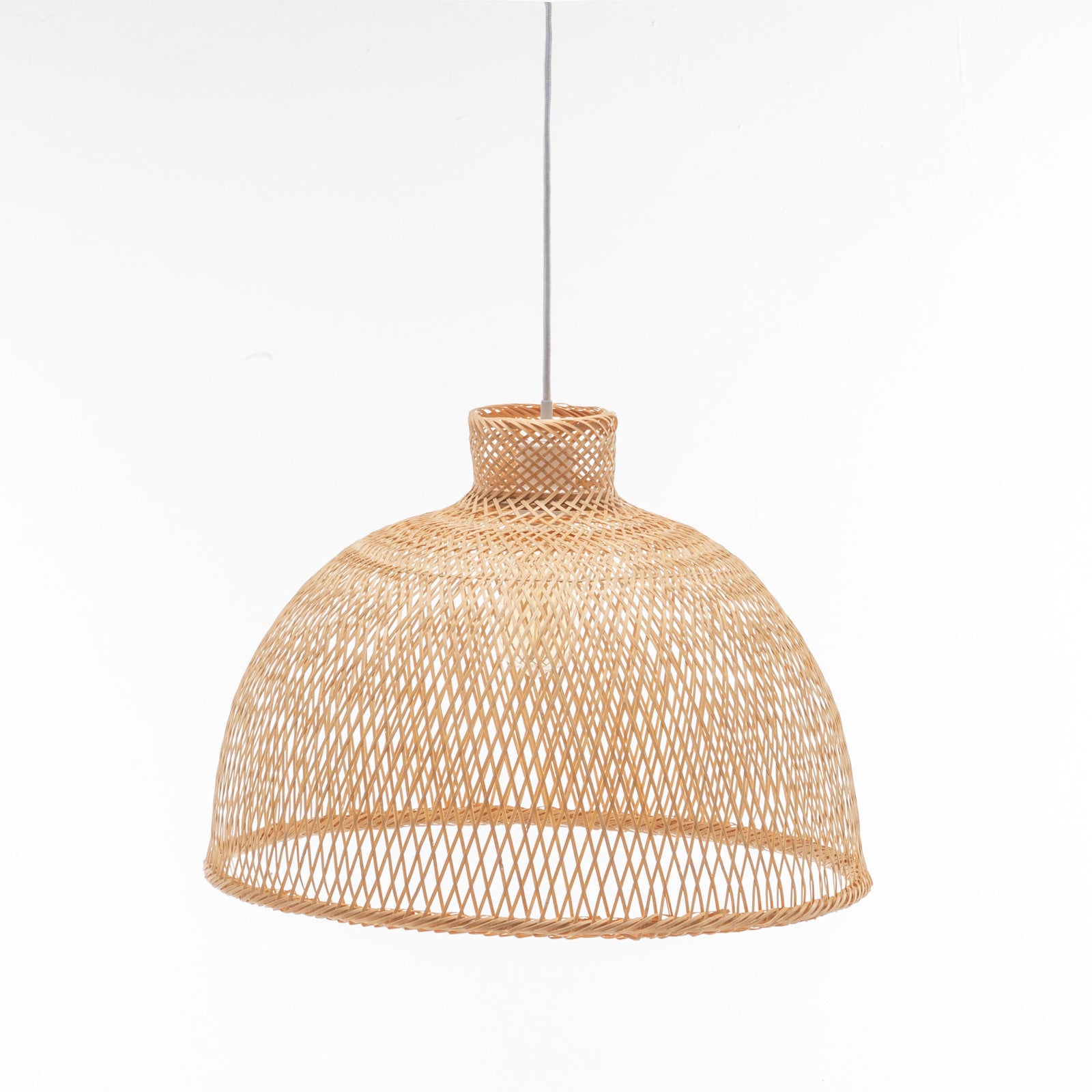Premium Hand Woven Bamboo Dome Pendant Lamp with Adjustable Cord - 50cm