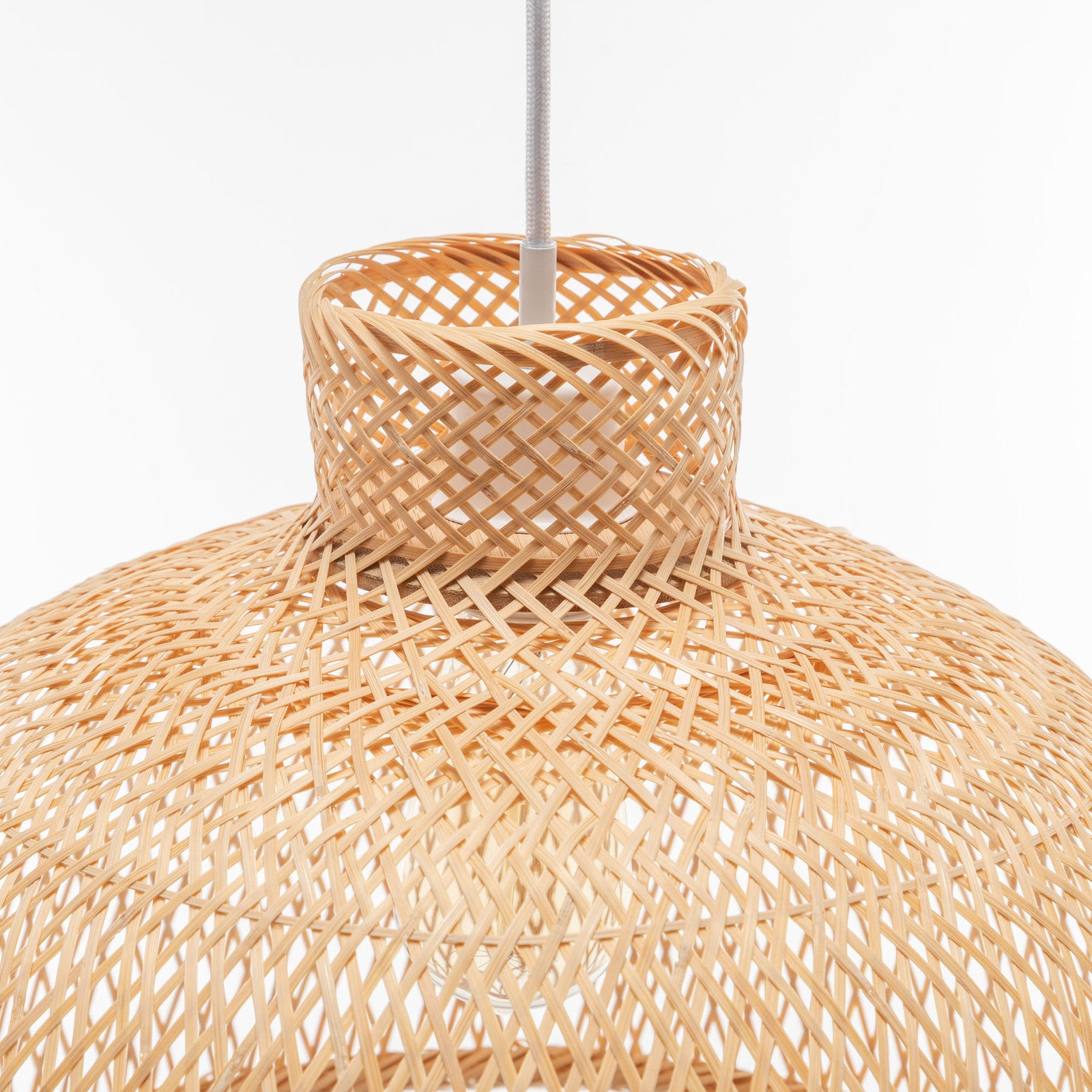 Premium Hand Woven Bamboo Dome Pendant Lamp with Adjustable Cord - 50cm