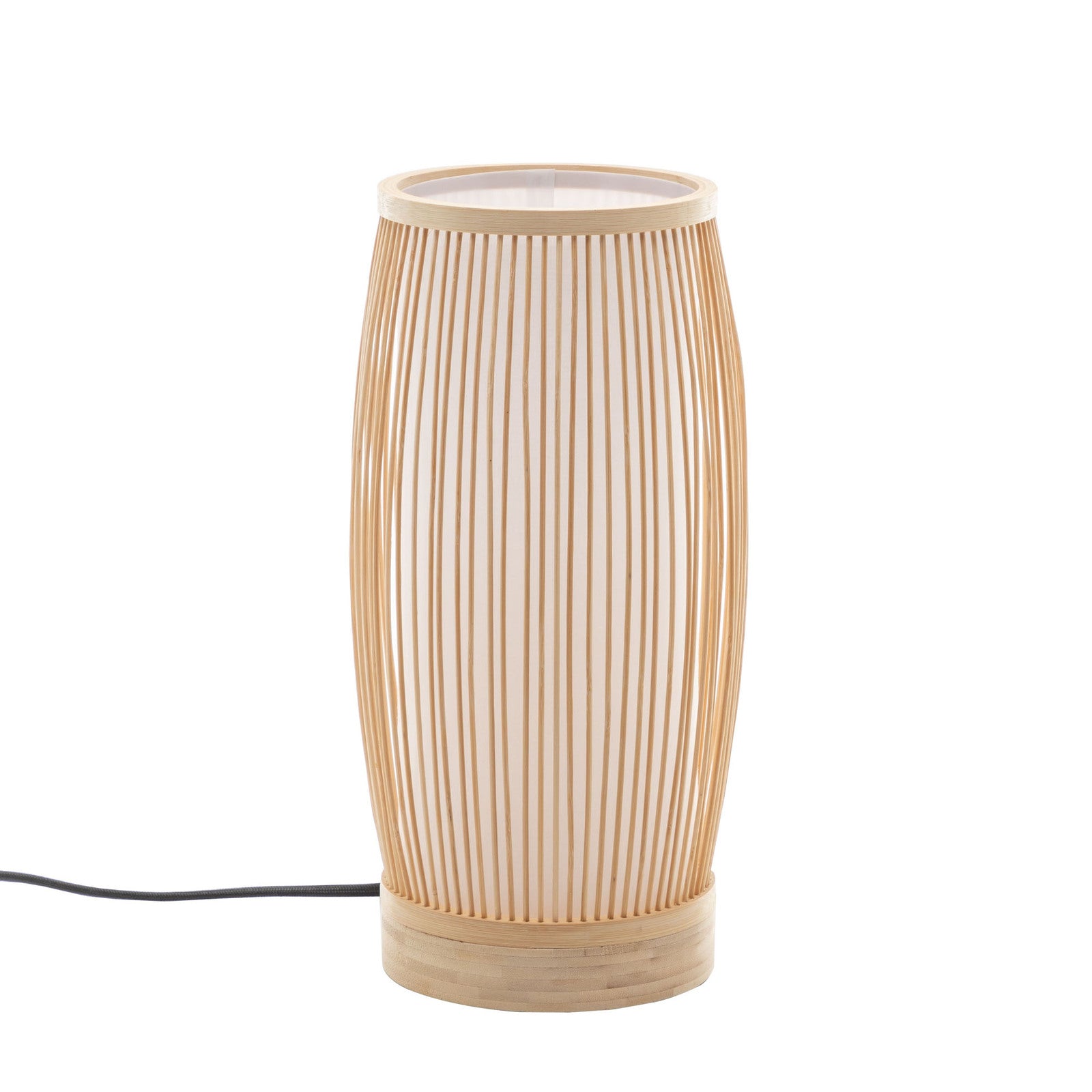 Premium Natural Woven Bamboo Cylinder Table Lamp - 16 x 35.5cm