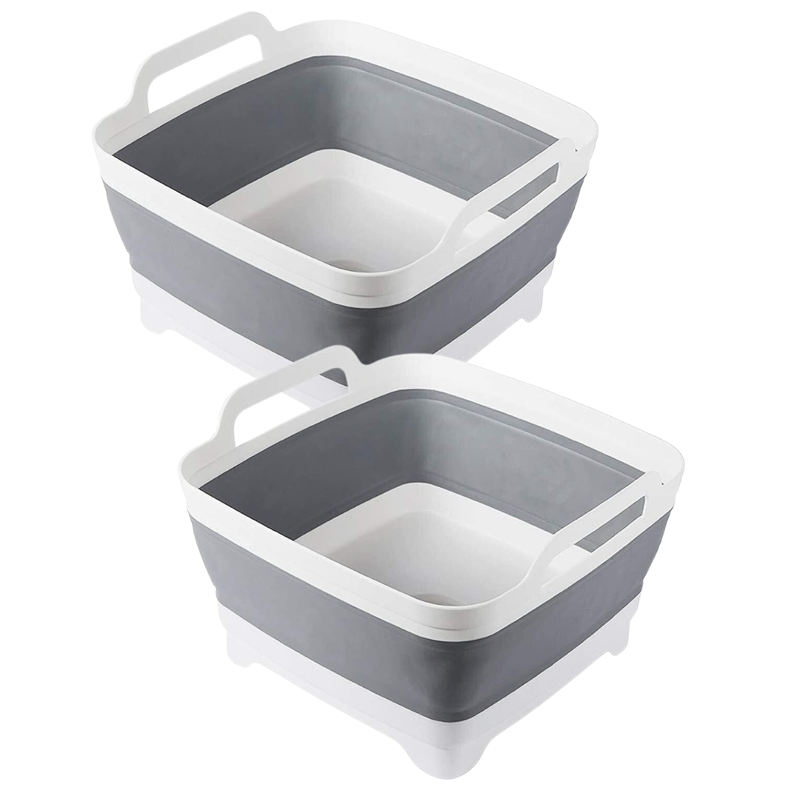 Foldable Fruit Veggies Wash Colander 9L - Grey/White, 2x Collapsible Strainer - SuperSaverAU - view 1