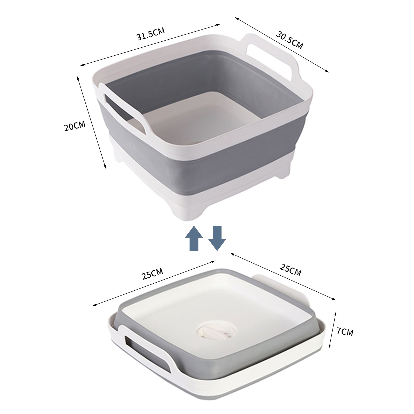 Foldable Fruit Veggies Wash Colander 9L - Grey/White, 2x Collapsible Strainer - SuperSaverAU - view 4