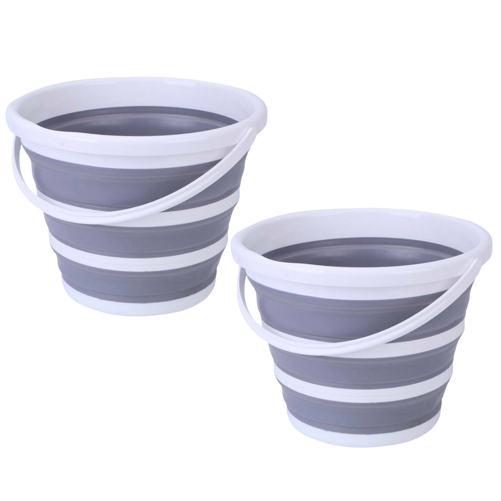 10L Foldable Collapsible Bucket Silicone for Hiking, Camping, Fishing - Grey/White - SuperSaverAU - view 1