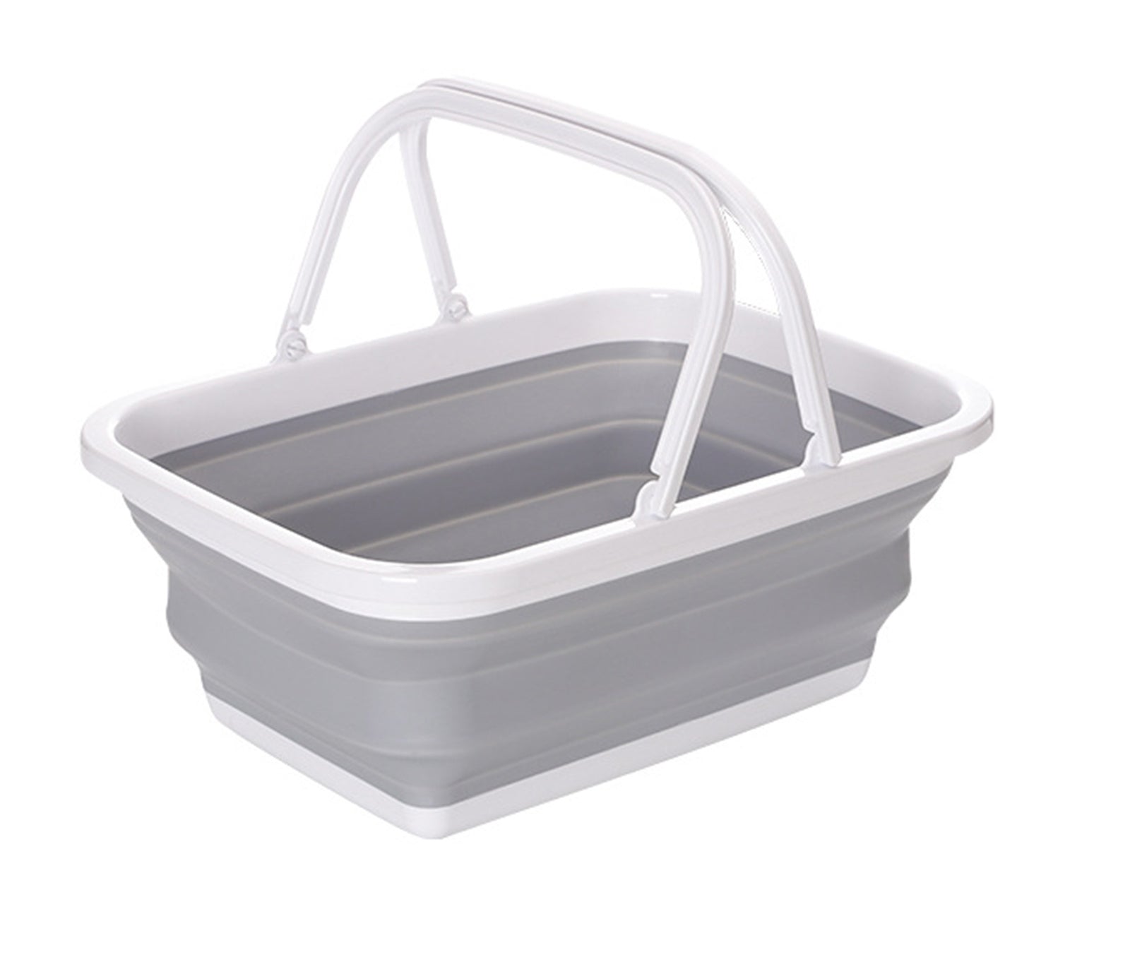 9L Foldable Laundry Basket with Handles - Grey/White, Lightweight & Durable - SuperSaverAU - view 1