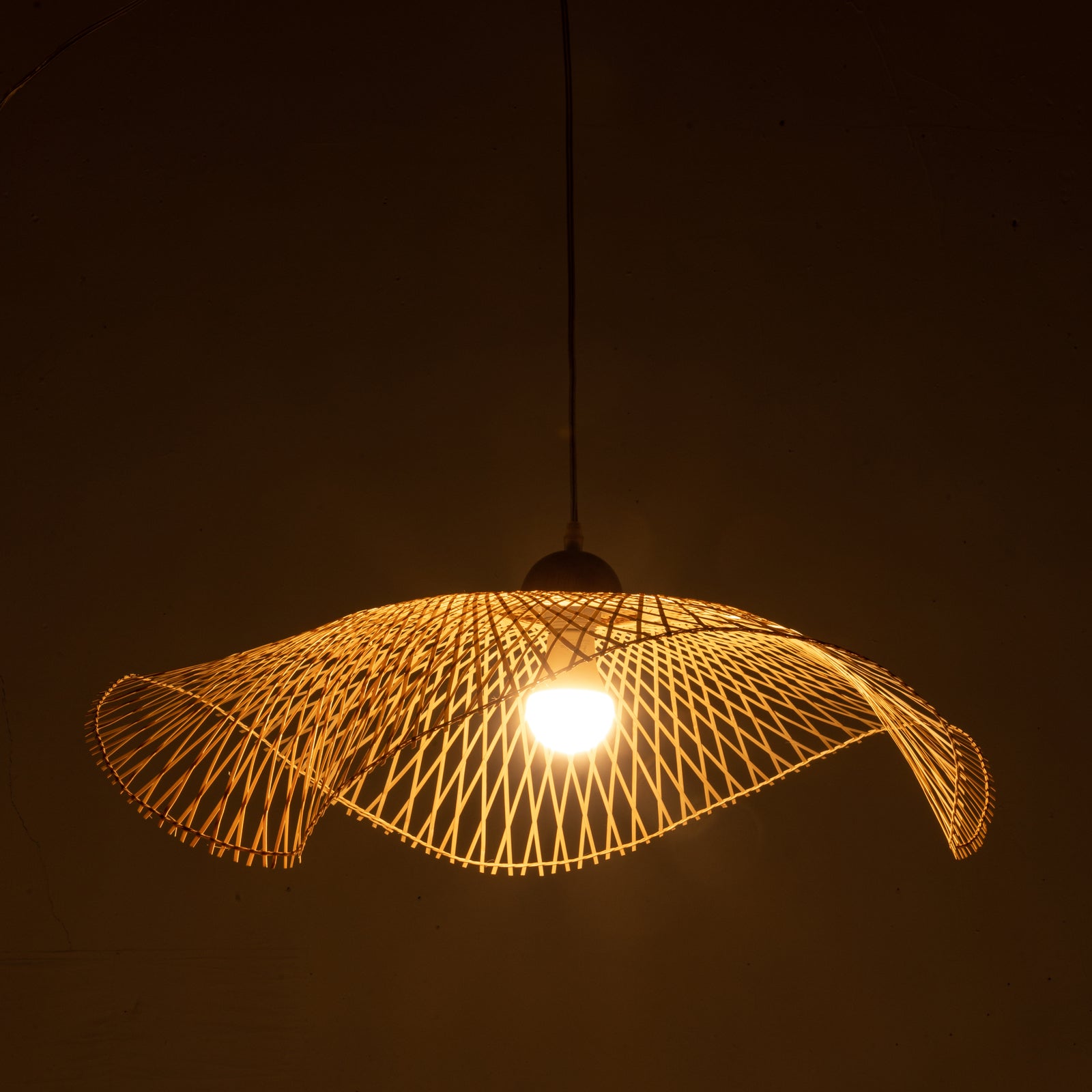 Premium Serene Hand-Woven Bamboo Wave Pendant Lamp - Large