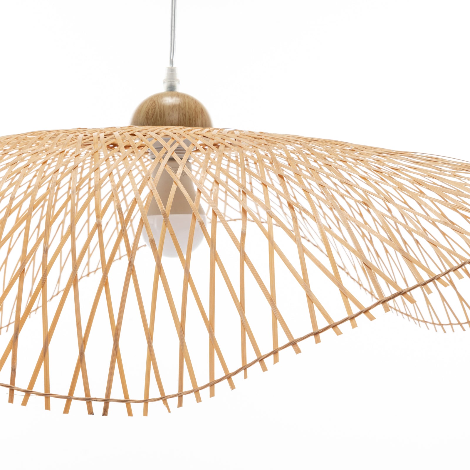 Premium Serene Hand-Woven Bamboo Wave Pendant Lamp - Large
