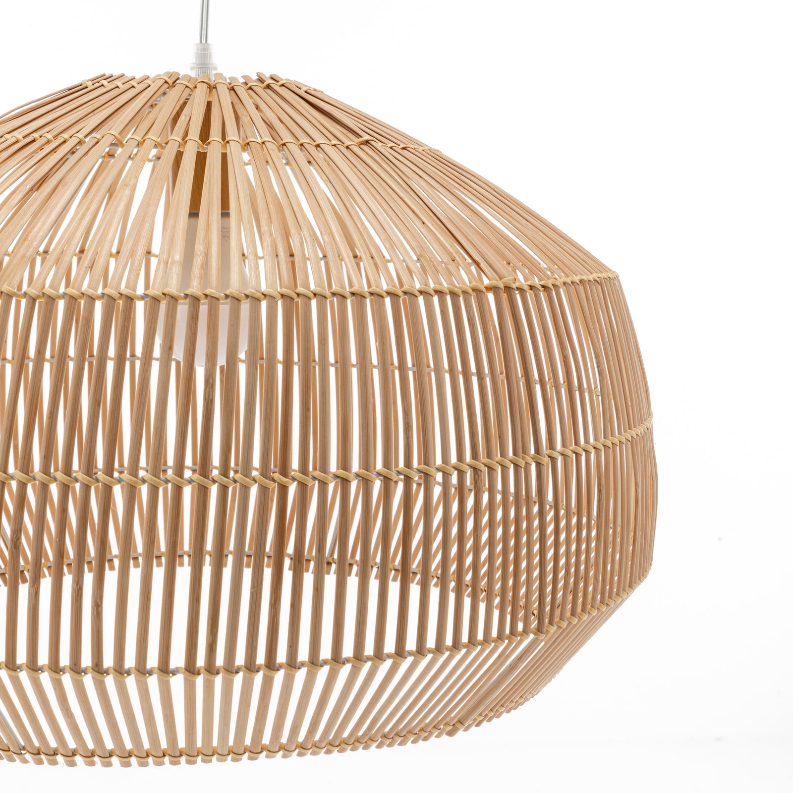 Premium Solara Sphere Bamboo Cage Pendant Light with Adjustable Suspension
