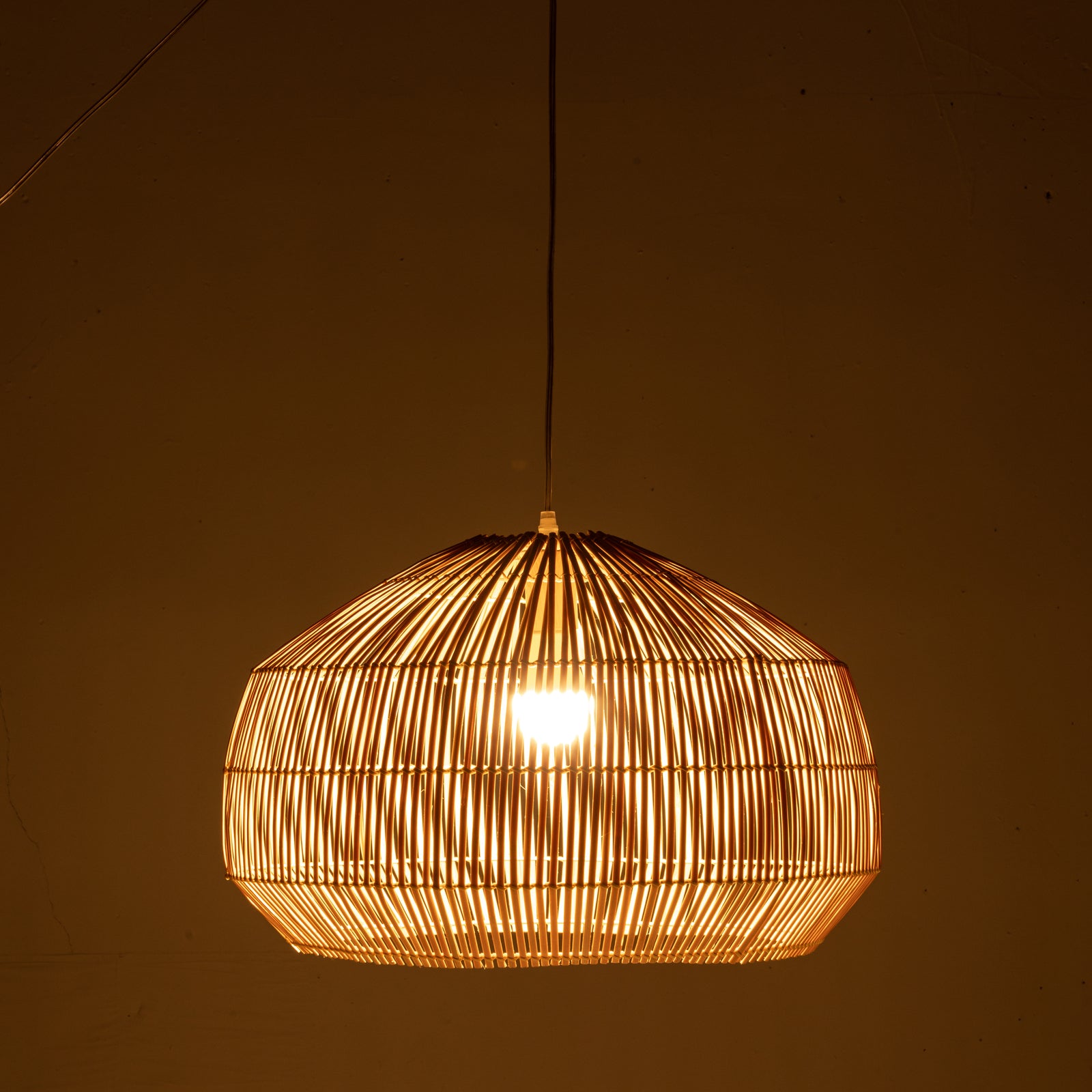 Premium Solara Sphere Bamboo Cage Pendant Light with Adjustable Suspension